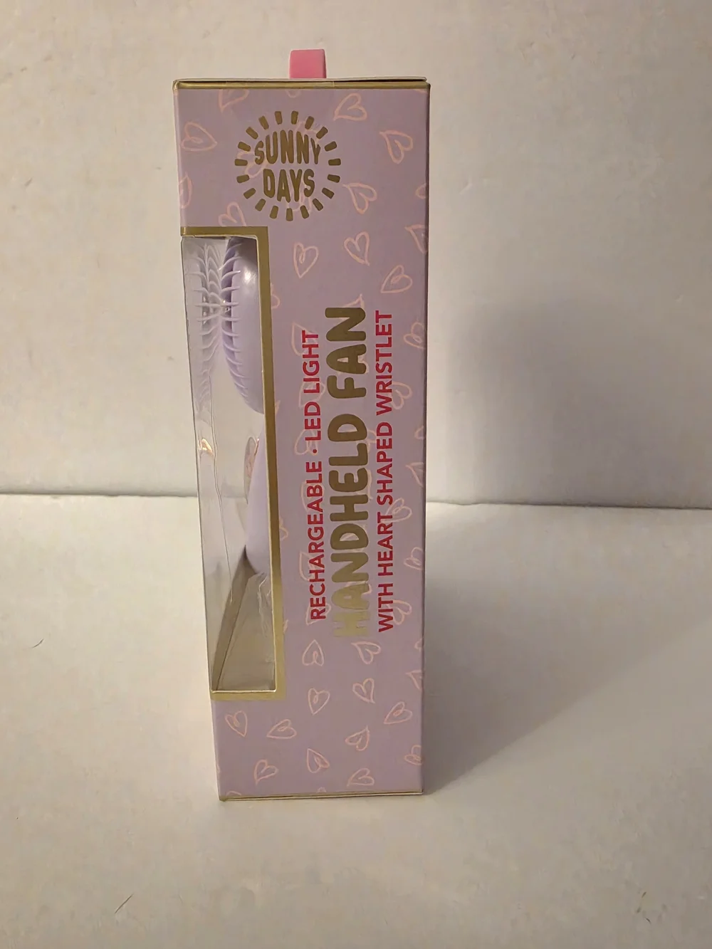 Rechargeable Handheld Fan with Heart Wristlet - Lavender